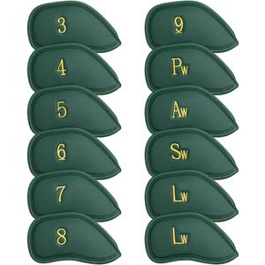 CRAFTSMAN GOLF 12pcs or 1pc Thick Synthetic Leather Golf Iron Head Covers Set Headcover Fit All Brands Callaway Ping Taylormade Cobra Etc. Also Custom Name