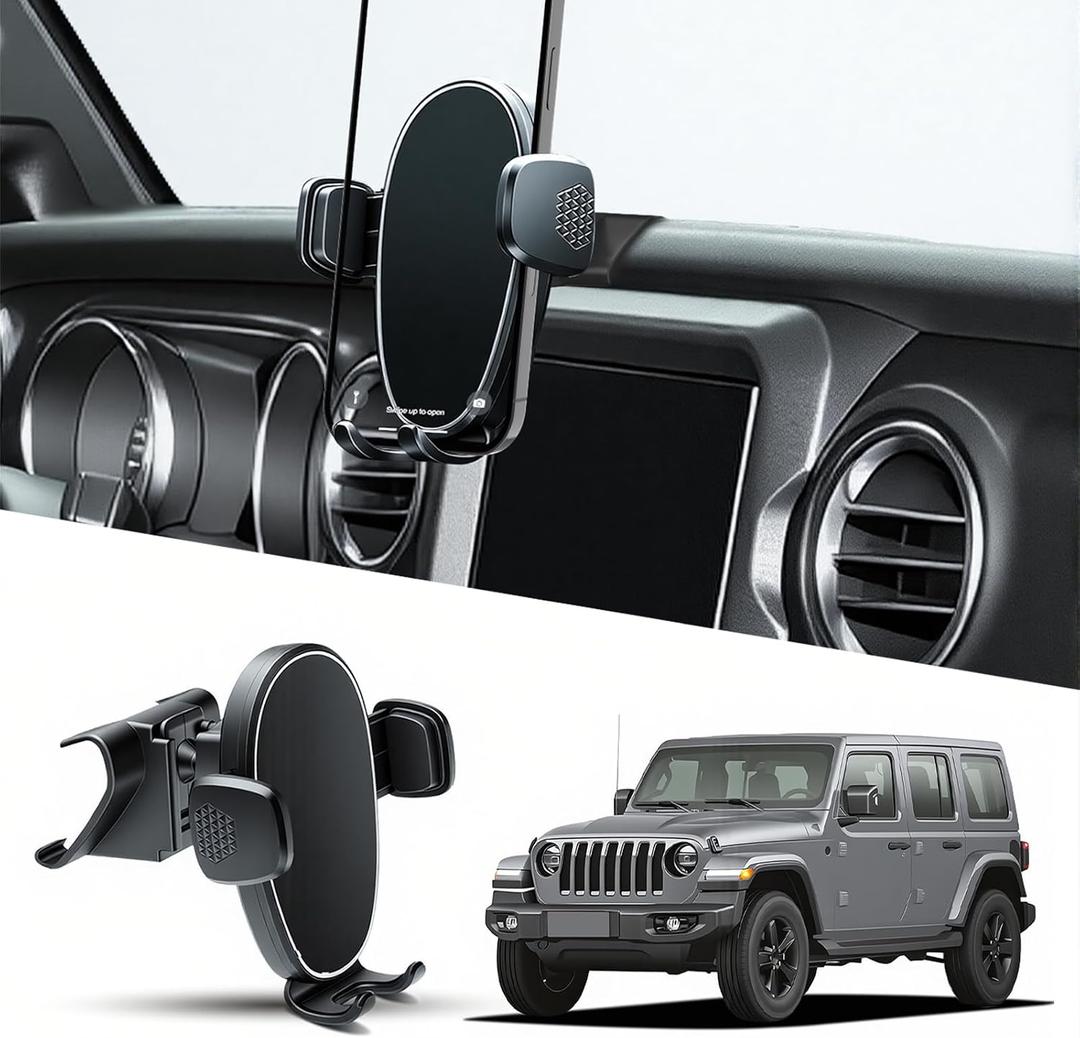 Phone Mount for Jeep Wrangler/Gladiator 2018-2023, Car Phone Holder for Dashboard - 360 Rotatable & Adjustable - Hands Free Cellphone Automobile Cradle, Car Gift for Jeep Wrangler