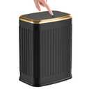 TIPGO Bathroom Trash Can with Lid, 2.1 Gallon / 8 Liter Small Garbage Can, Press Top Bin, Stainless Steel Wastebasket with Pop-Up Lid for Bedroom, Living Room, Office (Black)