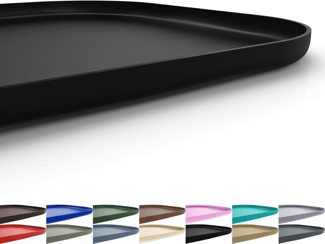 SMILOOL Silicone Pet Feeding Mat with Raised Edge for Food and Water, Dog Bowl Mats, Cat Bowls Placemat with High Lip for Floor Waterproof, Rubber Tray for Cats and Dogs 19 x 12 x0.7 Black