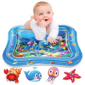 Infinno Inflatable Tummy Time Mat Premium Baby Water Play Mat for Infants and Toddlers Baby Toys for 3 to 24 Months, Strengthen Your Baby's Muscles, Portable (Blue)