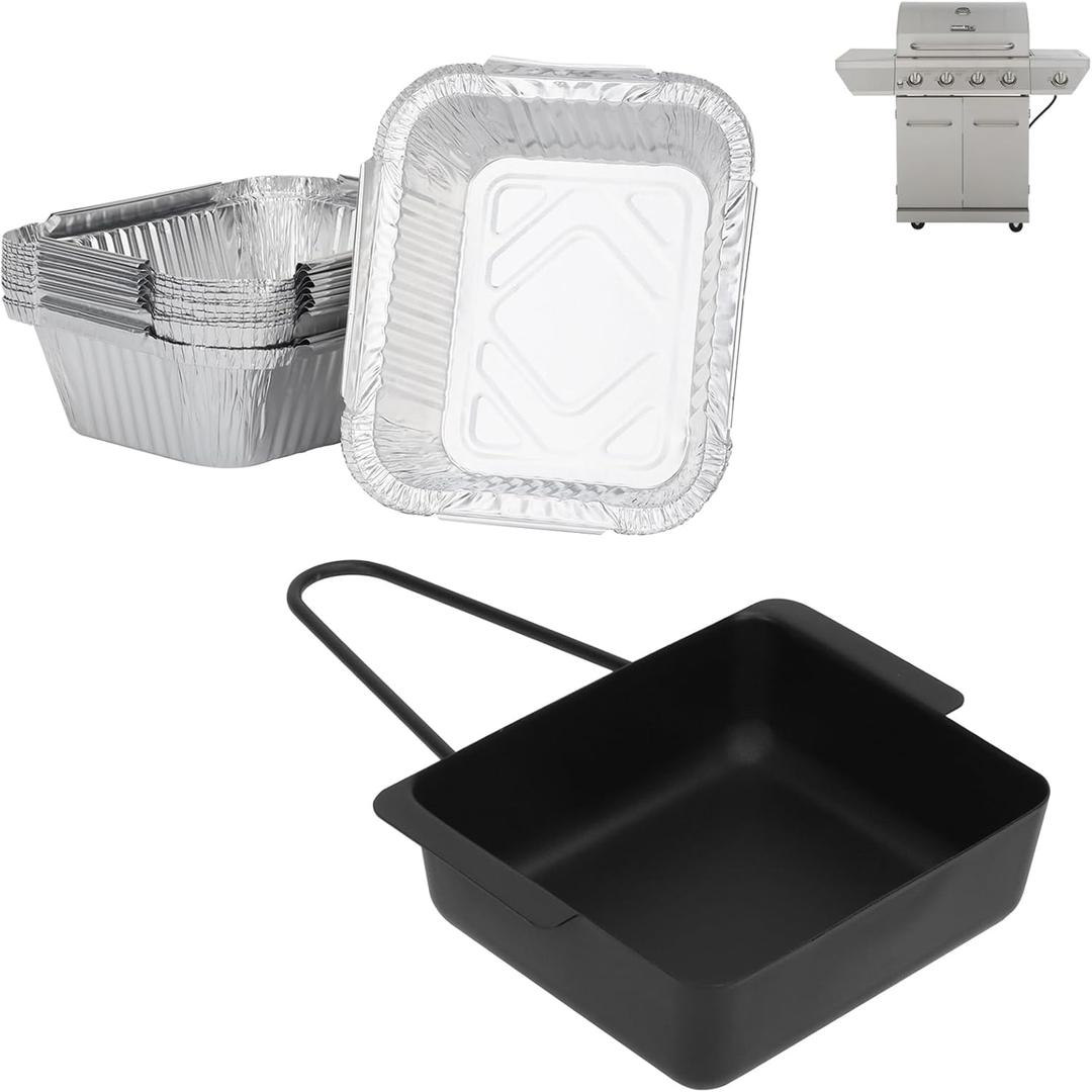 DcYourHome Grease Tray with 15 Pack Drip Pan for Nexgrill 720-0830H 720-0925P 720-0830D 720-08882A 720-0896 720-0888S Replacement Parts, Grill Drip Tray for Cuisinart CGG-7400 CGG-8500 Grease Catcher (Silver+Black-For Nexgrill Series)