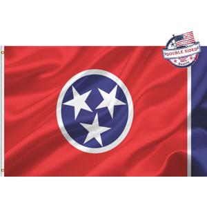 Tennessee State Flag 2x3 Double Sided- Heavy Duty 3ply Tennessee TN State Flags Super Durable 2 Rows Stitched Edge Canvas Header with 2 Brass Grommets