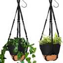 GARDIFE 10 Inch Hanging Planters with Macrame Plant Hanger for Indoor and Outdoor Plants, 2 Pack Large Self Watering Hanging Plant Pot with Basket Flower Pot with Drainage Hole, Black
