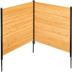 VEVOR Wood Privacy Fence, 38" W x 42" L, 2-Panel Slatted Air Conditioner Fence Screen, Pool Equipment Enclosure with Metal Stakes, Easy DIY Installation, Outdoor Trash Can Hider for Garden Decoration