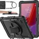 SEYMAC stock Tablet Case for Lenovo Tab M11 (TB-330FU/TB-330XU) 11 inch Drop-Proof Protection Cover with 360 Rotate Stand & Strap [Pen Holder] & Screen Protector/K11/Xiaoxin Pad 2024, Black
