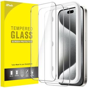 JETech Screen Protector for iPhone 15 Pro 6.1-Inch, Tempered Glass Film with Easy Installation Tool, Case-Friendly, HD Clear, 3-Pack JETech Screen Protector for iPhone 15 Pro 6.1-Inch, Tempered Glass Film with Easy Installation Tool, Case-Friendly, HD Clear, 3-Pack