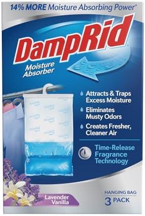 DampRid Lavender Vanilla Hanging Moisture Absorber, 16 oz., 1 Pack - Eliminates Musty Odors for Fresher, Cleaner Air, Ideal for Closet, 14% More Moisture Absorbing Power*