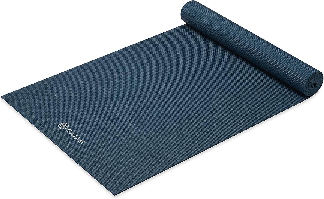 Gaiam Yoga Mat - Premium 5mm Solid Thick Non Slip Exercise & Fitness Mat for All Types of Yoga, Pilates & Floor Workouts (68" x 24" x 5mm), Marine