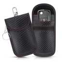 2 Pack Faraday Car Keycase Protective Bag Car rfid Signal Blocking Key Fob Protector Carbon Fiber Security Anti-theft Car Key Pouch Anti-Hacking Case Blocker Car Rfid Key Bag Faraday Cage Protector