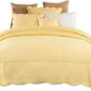 Tache 2 Piece Quilted Yellow Buttercup Puffs Matelasse Bedspread Set, Twin
