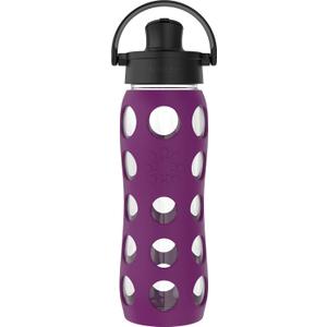 Lifefactory 22-Ounce Glass Water Bottle with Active Flip Cap and Protective Silicone Sleeve, Plum