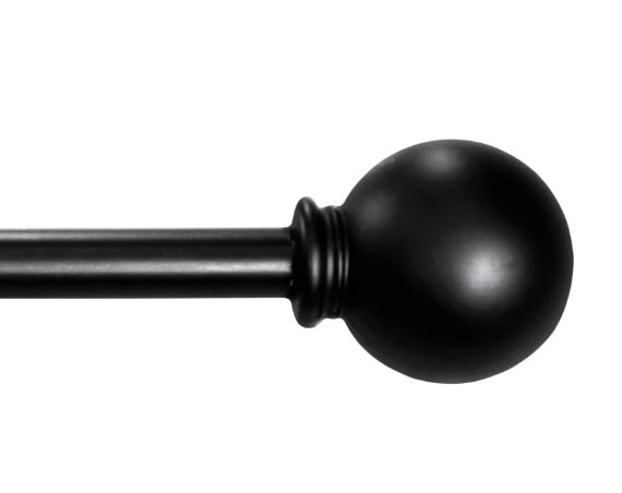 Mainstays 1/2" Black Ball Adjustable Single Curtain Rod, 28-48"