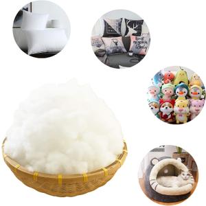 Premium Polyester Fiber Fill for Re-Stuffing Pillows, Quilts, Paddings, Pouf, Stuff Toys,Fiberfill, Stuffing, Machine WashableWhite (2.8 LB / 44 Ounce)