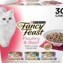 Purina Fancy Feast Grilled Wet Cat Food Poultry and Beef Collection Wet Cat Food Variety Pack - (Pack of 30) 3 oz. Cans (EXP 12/31/27)