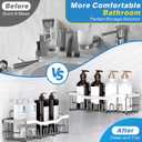 EUDELE 5-Pack Adhesive Shower Caddy Organizer, Large Capacity Rustproof Stainless Steel Shower Shelves, No Drill Bathroom Storage for Shower, Kitchen & Home Decor, Silver