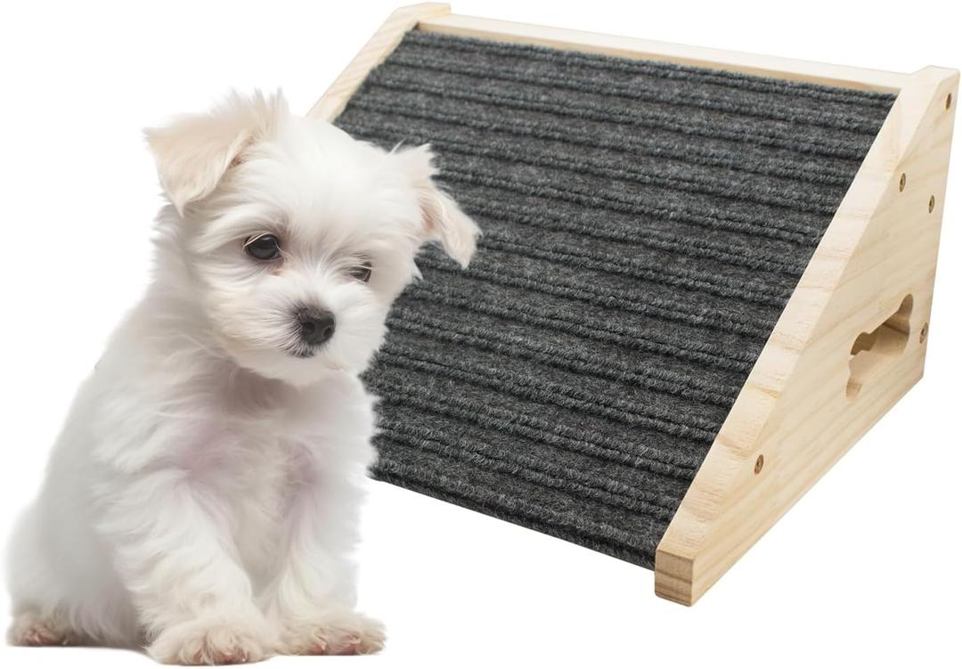 Dog Ramp for Stairs, Wooden Low-Angled Pet Ramps with Anti-Slip Carpet Surface, Step and Stair Assist for Small Dog & Cats, Injured & Aged Pets (1 Pack)