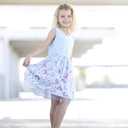 Vieille Girl Dress Casual Sleeveless Tutu Tulle Sundress for School Party (Blue)