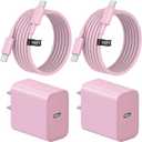 10 Ft iPhone 16 15 Charger Fast Charging USB C Charger Block Type C Chagrer Fast Charging 2-Pack for iPhone 16/16 Plus/16 Pro/16 Pro Max/iPhone 15/15 Pro Max/Samsung(Pink)