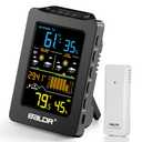 BALDR Weather Station with 1H & 12H Dual Forecast, Rechargeable USB Powered Indoor Outdoor Thermometer Wireless, Portable Outside Temperature Monitor for Home Patio (Black)