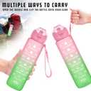 Enerbone 32 oz Water Bottle with Times to Drink and Straw, Motivational Drinking Bottles Carrying Strap, Leakproof BPA & Toxic Free, Ensure You Enough for Fitness Gym Outdoor Watermelon