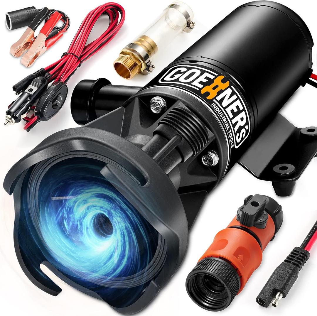 12V RV Portable Macerator Waste Pump for Sewage, 12GPM Suction 3.2 feet Lift 10 feet, Complete RV Macerator Pump Kit for Right Out of Box