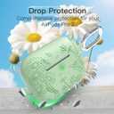 for AirPods Pro 3 Case (2025) DamonLight Daisy Floral Engraved Shockproof Protective Soft Silicone Case Cover with Cleaning Pen and Keychain for Apple Airpods Pro 3rd Generation(Avocado Green)