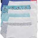 Hanes Women's Cotton Brief Value Pack, 10-Pack, Assorted Brief Underwear (Colors May Vary) (6, Solid/Print Mix)