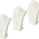 Coward 3 Pack Necklace Bust Stand Rack for Selling Show, Beige Velvet Necklace Jewelry Display Holder for Jewelry Exhibition or Store Shop Show (11" Hight)