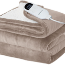 Bedsure Electric Blanket Twin  Soft Flannel Heated Blanket, Fast Heating with 10 Time Settings & 6 Heat Settings, Warm Gift for Grandma (62x84 inches, Taupe)