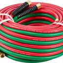 VEVOR Oxygen Acetylene Hose, 1/4-Inch x 50FT Oxy Acetylene Hose with 9/16"-18 B Fitting, 300PSI T Grade Welding Cutting Torch Twin Hose, Compatible with Oxygen, Acetylene, Propane and Other Fuel Gases