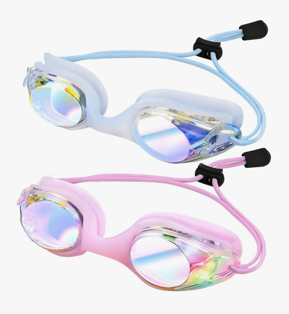 Vvinca Kids Swim Goggles with Bungee Strap No Leaking Anti Fog Toddler Goggles with Quick Adjust Ages 3-14