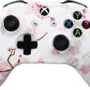 RALAN Cherry Blossoms Skin, Sakura Silicone Controller Cover Skin Protector Compatible for Xbox Ones Controller (Pink Pro Thumb Grip x 2,Cat Grips x 2,Skull Cap x 2).