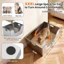40L XXL Stainless Steel Cat Litter Box with High Sides,XXXL Metal Maine Coon Litter Box with Tall Walls for Big & Multiple Cats,One-Piece Deep Litter Box with Low Entry,Anti-Leakage,Non-Sticky