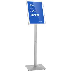 YIYO Sign Stand Poster Stand，adjustable heavy duty pedestal Sign Holder Floor Stand，acrylic frame floor signage standing for display menu11*17 inch，Silver (acrylic frame 11*17 Sliver)