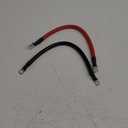 2 AWG 2 Gauge Red + Black Pure Copper Battery Cables Power Inverter Wire Set for Solar, RV, Car, Boat, Automotive 12in 3/8 in Lugs (2PCS)