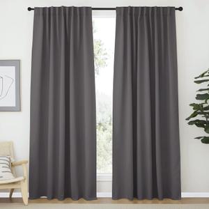 NICETOWN Blackout Curtain Panels Window Draperies - (Grey Color) 70x84 inch, 2 Pieces, Insulating Room Darkening Blackout Drapes for Bedroom