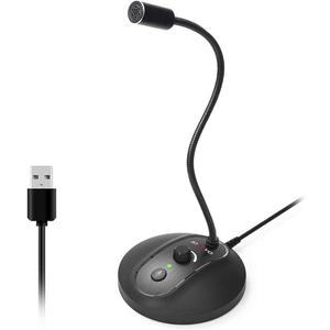 JOUNIVO USB Computer Microphone with Mute Button, Plug&Play Condenser, Desktop, PC, Laptop, Mac, PS4 Mic 360 Gooseneck Design Recording, Dictation, YouTube, Gaming, Streaming