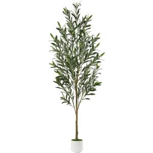 Alupssuc 5FT Artificial Olive Trees, Faux Silk Plant with Lively Artificial Trunk and Lifelike Fruits, Indoor Fake Potted Tree with White Planter for Modern Home Office Living Room Decor