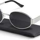 livho 2025 Trendy Oval Sunglasses - Stylish Polarized Shades for Everyday - Retro Metal Frames (Grey/Silver)