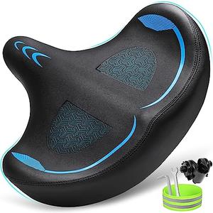 CDYWD Oversized Bike Seat for Men & Women Comfort, Extra Wide Bicycle Seat Cushion, Comfortable Wing Padded, Large Replacement Bike Saddle for Peloton Bike, Stationary Exercise Bike, City Bike, Ebike