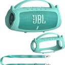 JCHPINE Silicone Cover Case for JBL Charge 5 Portable Bluetooth Speaker, Protective Skin Holder for JBL Charge 5 Speaker Accessories (Teal Case, NOT Fit Wi-Fi Version)