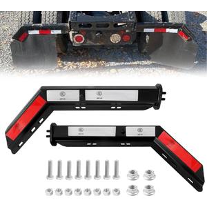 Black Angled Spring Loaded Mud Flap Hanger Bracket Set 1-1/8" Bolt Spacing 30.30" Length Fit with Aluminum Reflective Tapes Fit for Semi Trucks, 2 Pcs