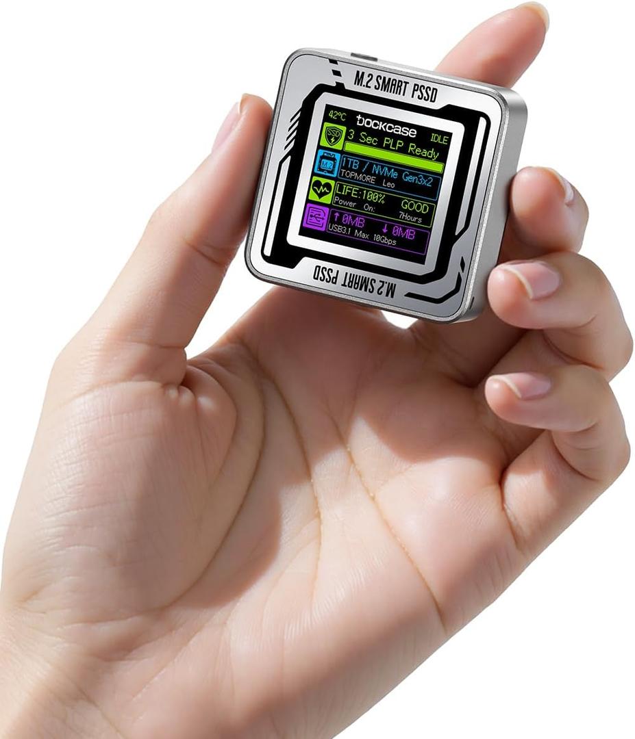 DOCKCASE Pocket M.2 2230 NVMe SSD Enclosure,Support 3s PLP Prevents Write Data Loss,USB 3.2 Gen 2 Type-C (10 Gbps), fits NVMe PCIe, Exclusive to Size 2230,Support M-Key B+M Key UASP (Silver)