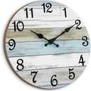 CHYLIN Wall Clock 12 Inch Bathroom Clock, Rustic Wall Clocks Battery Operated, Silent Non-Ticking Wooden Coastal Beach Clock for Kitchen, Living Room, Bedroom (White)