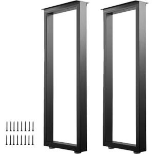 40 Inch Metal Bar Table Legs, Heavy Duty Dining Table Leg with Adjustment Feet Furniture Legs, Black, Set of 2