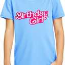 Haloumoning Birthday Girl Shirt Kids Short Sleeve Crewneck T-Shirts Tees Birthday Outfit 5-14 Years (Blue)