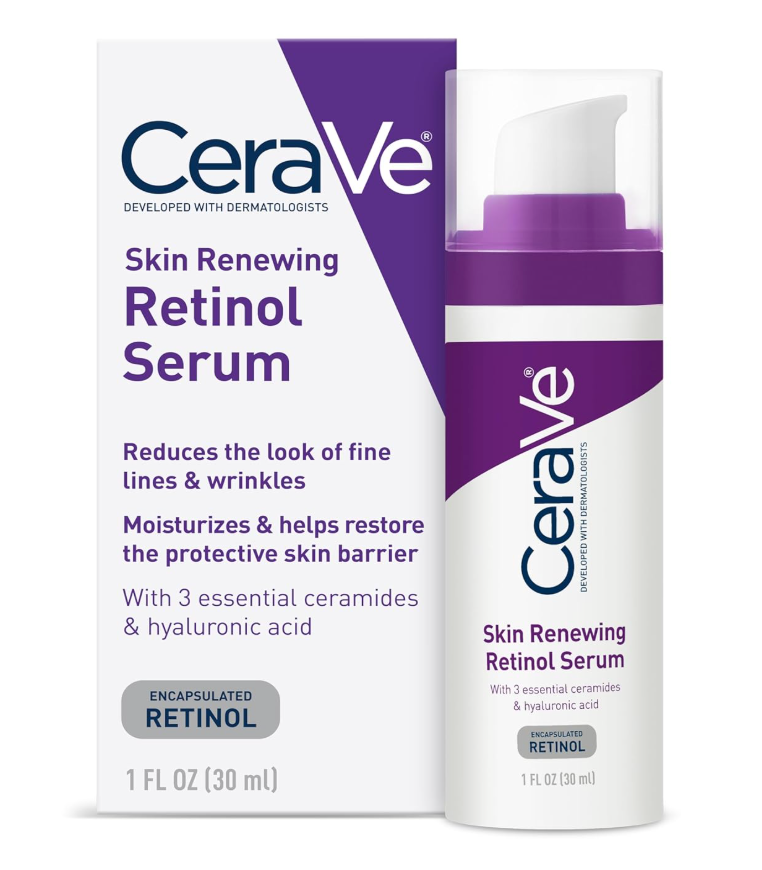 CeraVe Anti Aging Retinol Serum For Face, Encapsulated Retinol With Hyaluronic Acid, Niacinamide & Ceramides, Smooths Wrinkles & Fine Lines, Gentle Skin Brightening Serum, Fragrance Free, 1 Oz
