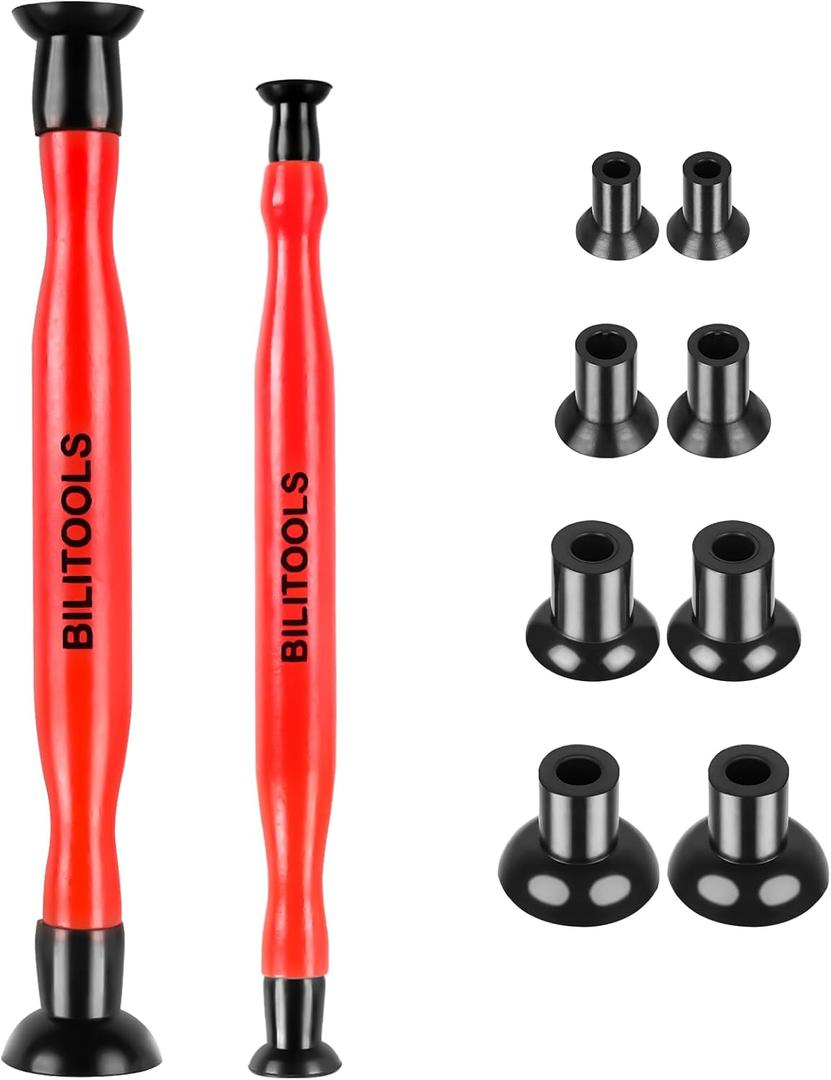 BILITOOLS 2PCS Valve Lapping Kit with 8 Suction Plates 4 Size, Valve Grinding Tool for Engine Maintenance (Red)