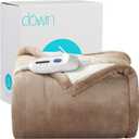 Dowin Heated Throw Blanket, Machine Washable Flannel&Sherpa Heating Blanket, Soft and Comfortable 50 x 60inch Fast Heating Electric Throw with Hand Controller 3 Hrs auto Shut-Off